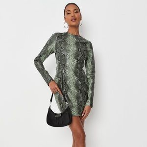 missguided snake print textured mini dress
